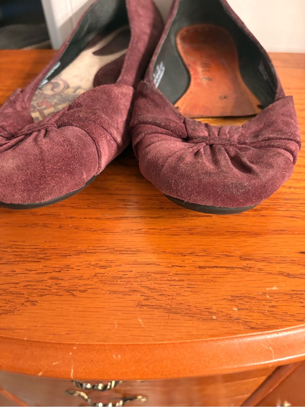 Born Burgundy Suede Knot-Toe Ballet Flats